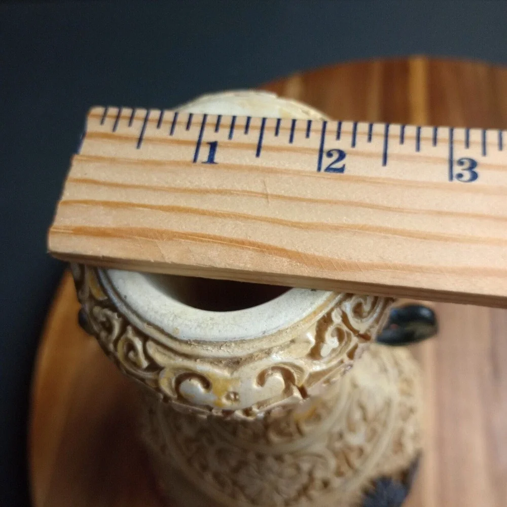 Vintage Antique Carved Resin Vase Asian Japanese Chinese Satsuma Style 12
